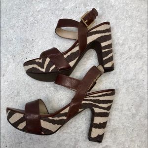 Michael Kors Brown Leather Animal Print Heels